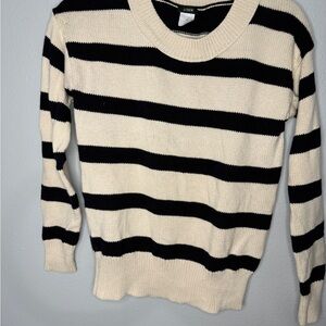 J. Crew Classic Black and Cream Striped Sweater